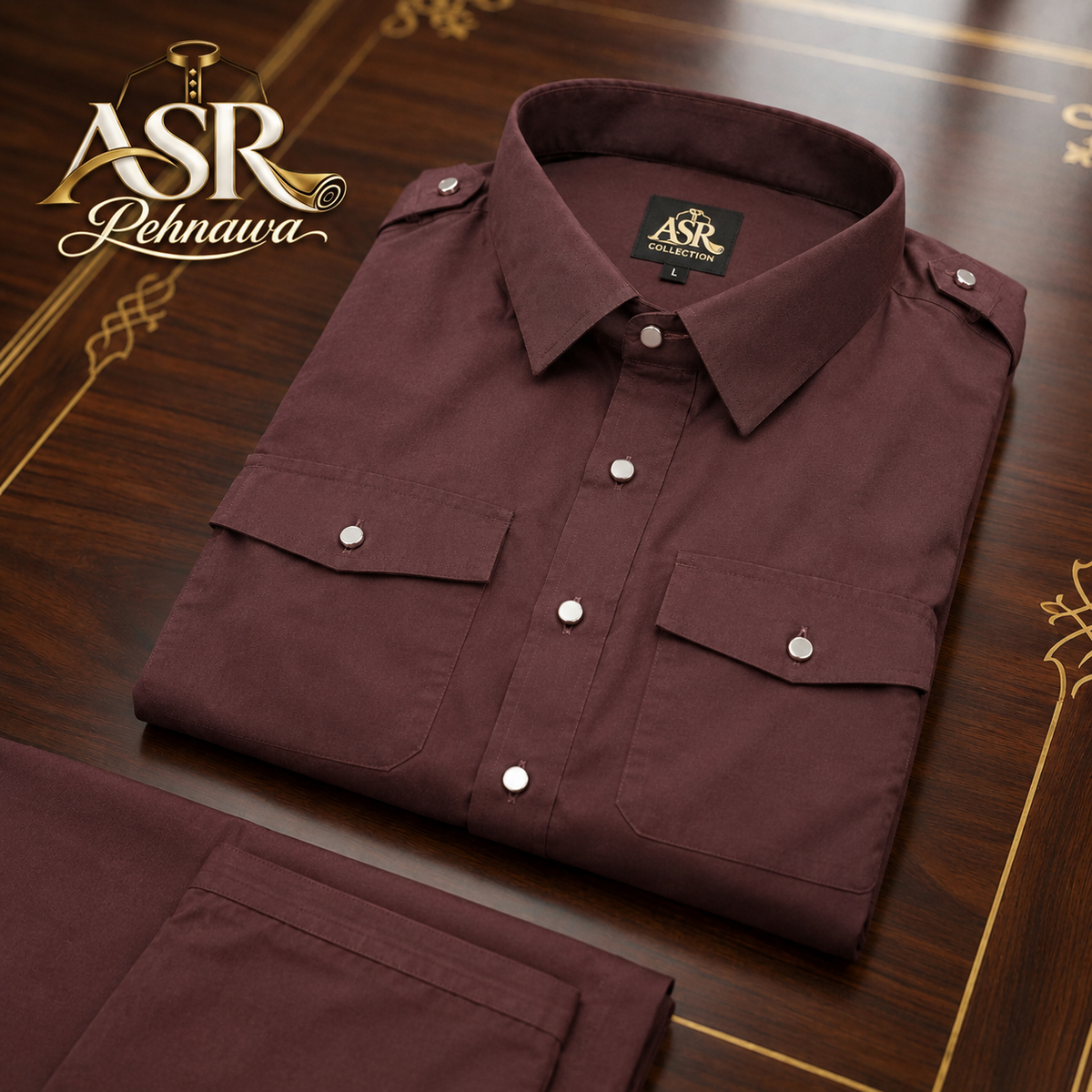 Four Season Maroon Double Pockets & Double Shoulders Stitched Shalwar Kameez