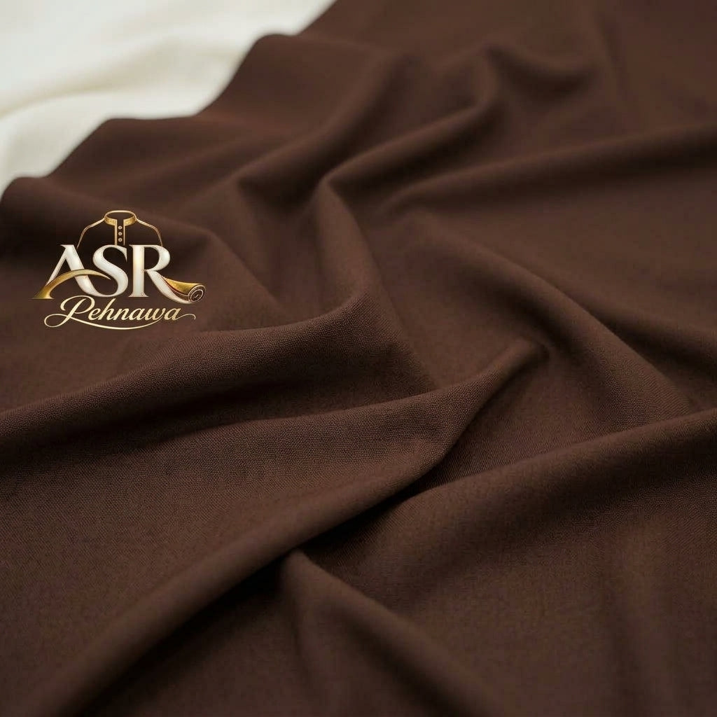 Four Season Brown Stitched Shalwar Kameez With Balck & White Ribbon