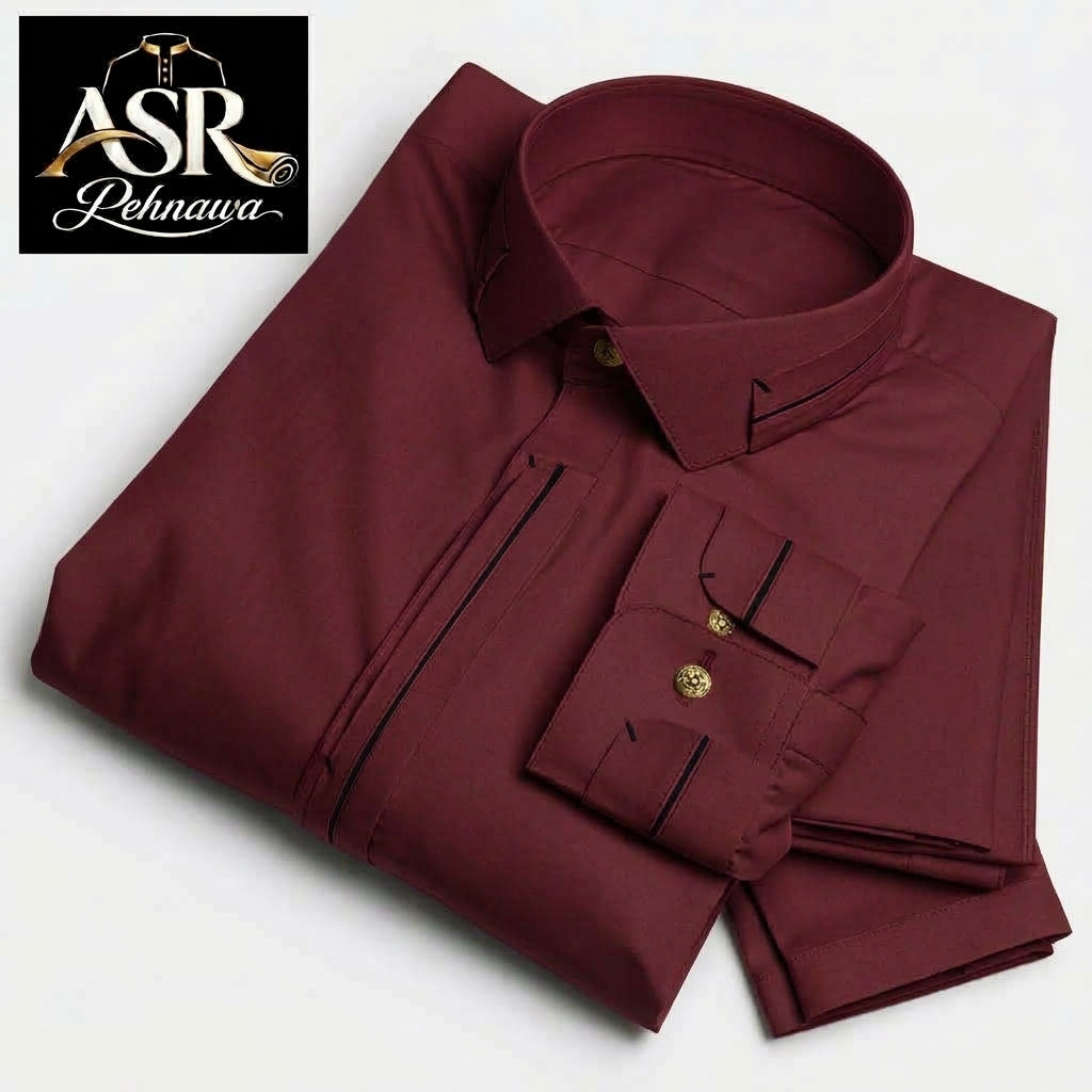 Four Season Maroon Triple Button Stitched Shalwar Kameez