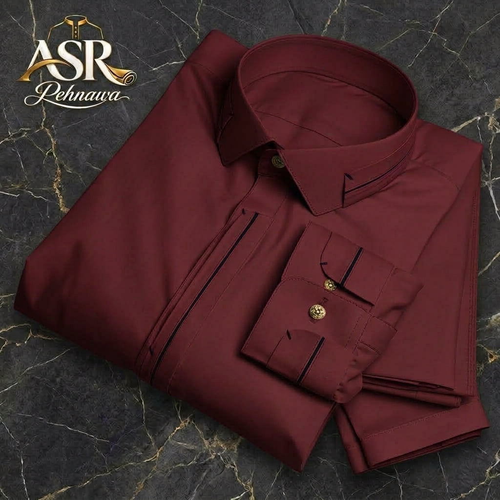 Four Season Maroon Triple Button Stitched Shalwar Kameez