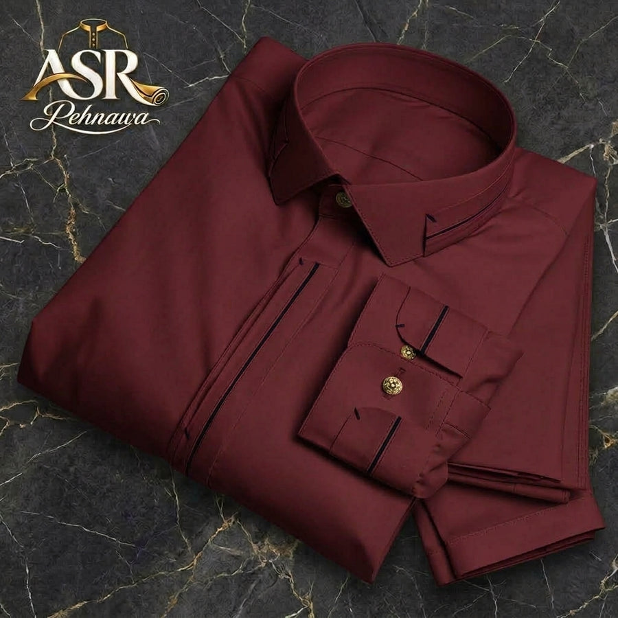 Four Season Maroon Triple Button Stitched Shalwar Kameez