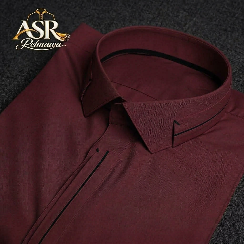 Four Season Maroon Triple Button Stitched Shalwar Kameez