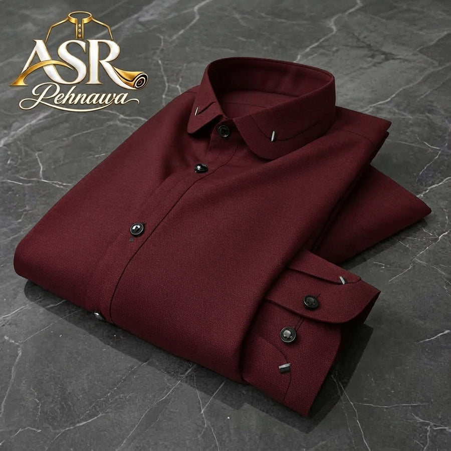 Four Season Maroon Double Collar & Cuff Stitched Shalwar Kameez