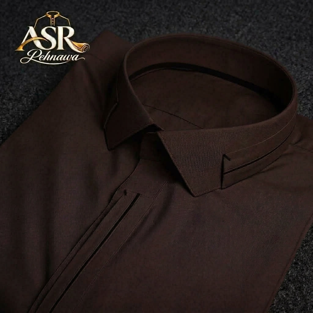 Four Season Brown Triple Button Stitched Shalwar Kameez
