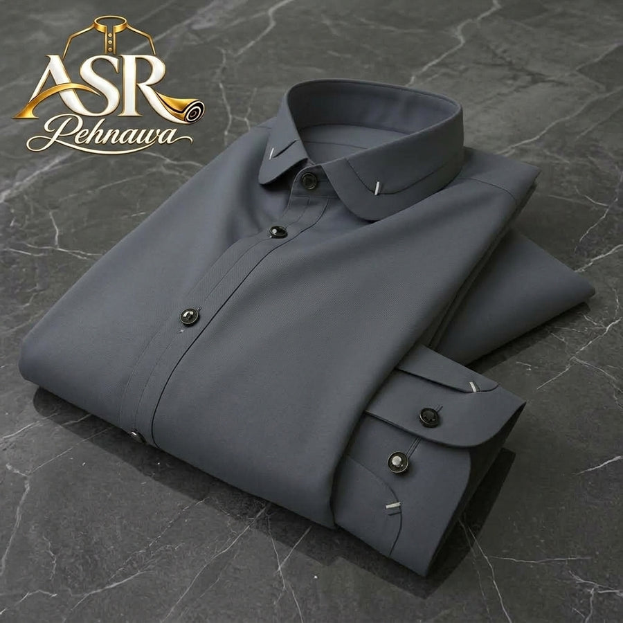 Four Season Grey Double Collar & Cuff Stitched Shalwar Kameez