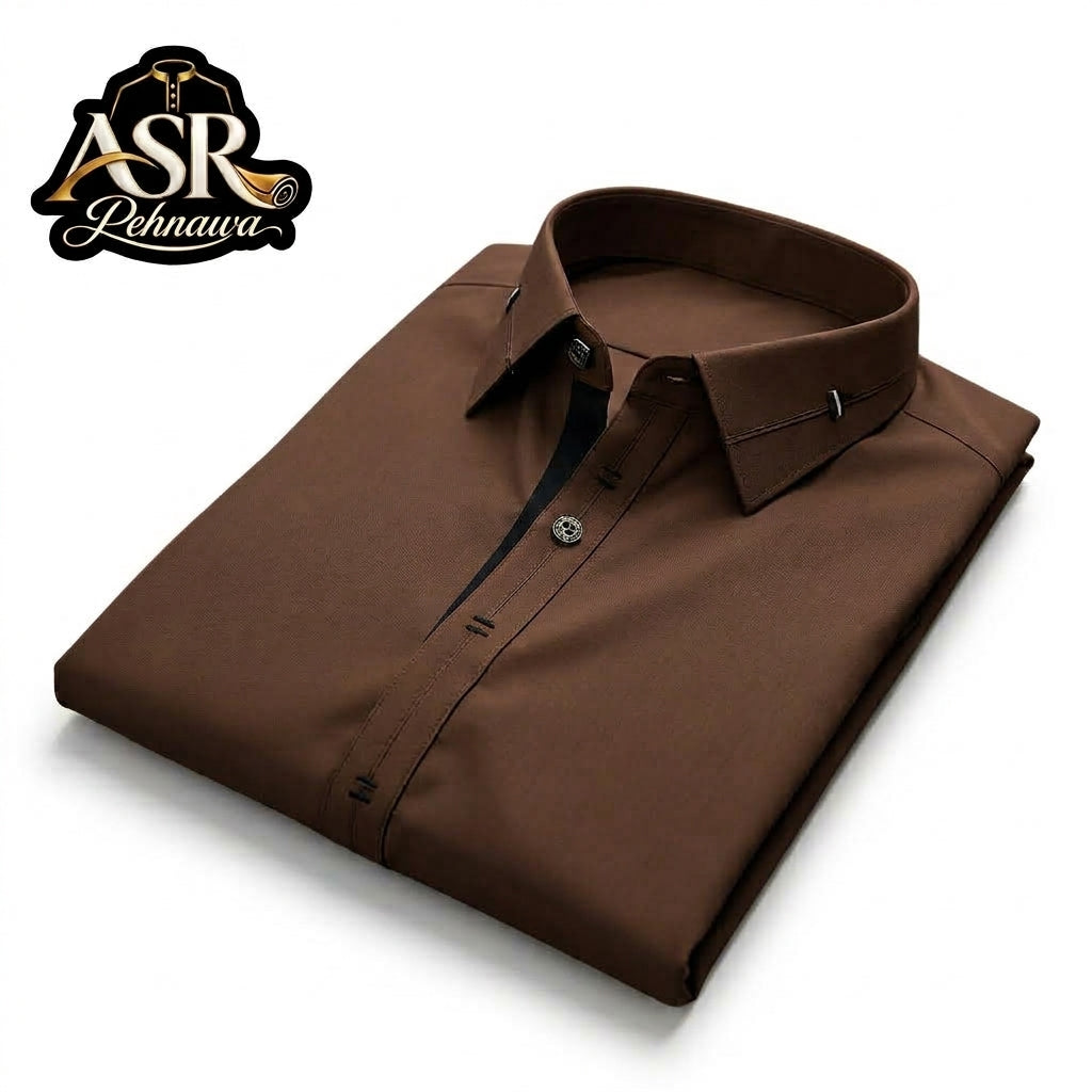 Four Season Signature Brown Stitched Shalwar Kameez with Ribbon