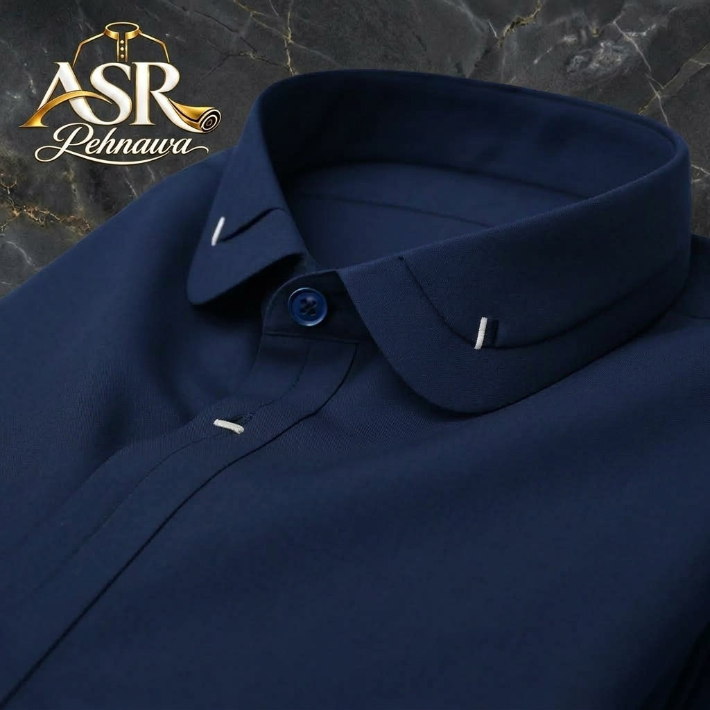 Four Season Blue Double Collar & Cuff Stitched Shalwar Kameez