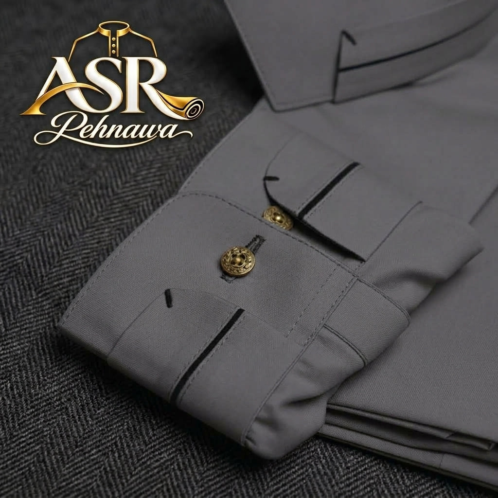 Four Season Grey Triple Button Stitched Shalwar Kameez