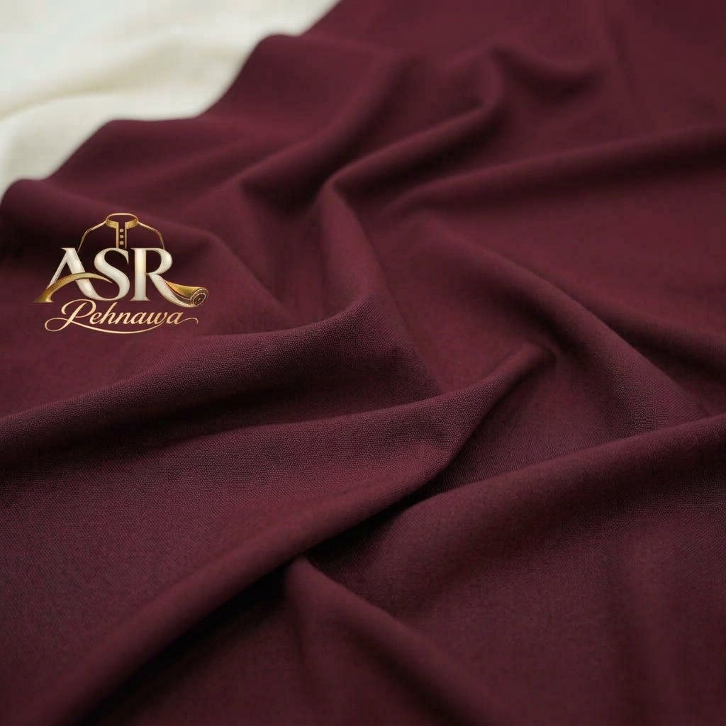 Four Season Maroon Stitched Shalwar Kameez With Balck & White Ribbon