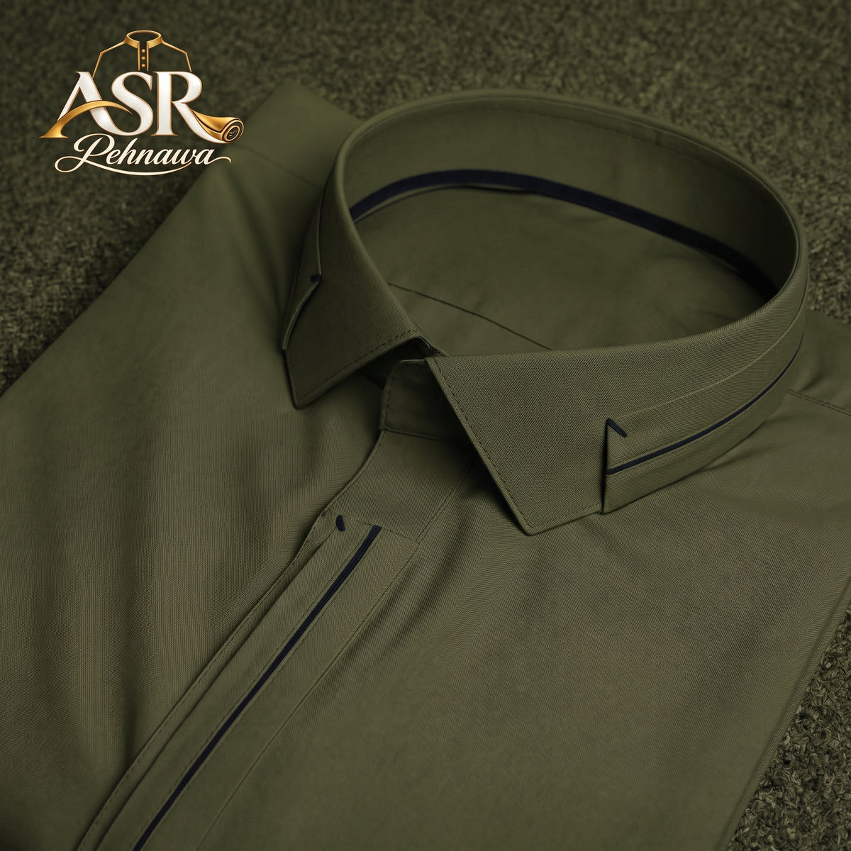 Four Season Olive Green Triple Button Stitched Shalwar Kameez