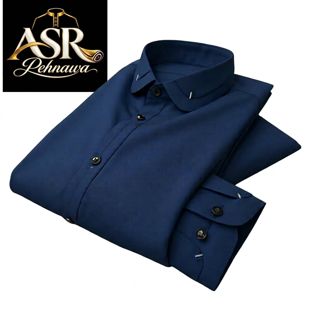 Four Season Blue Double Collar & Cuff Stitched Shalwar Kameez