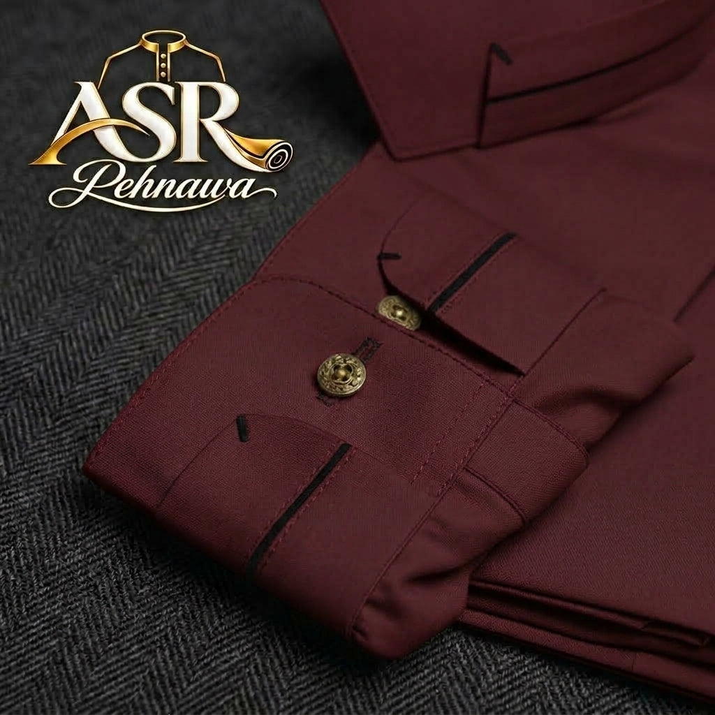 Four Season Maroon Triple Button Stitched Shalwar Kameez