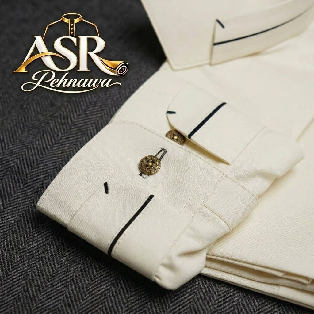 Four Season Off White Triple Button Stitched Shalwar Kameez