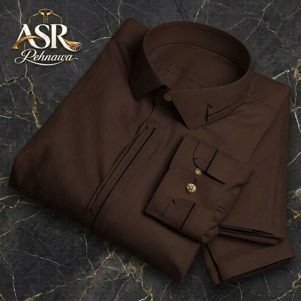 Four Season Brown Triple Button Stitched Shalwar Kameez
