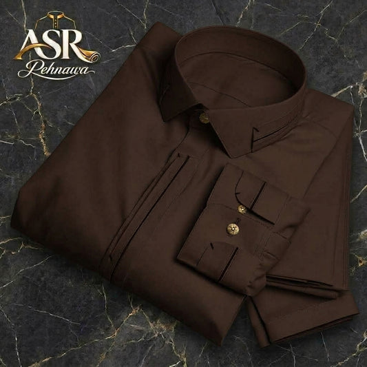 Four Season Brown Triple Button Stitched Shalwar Kameez