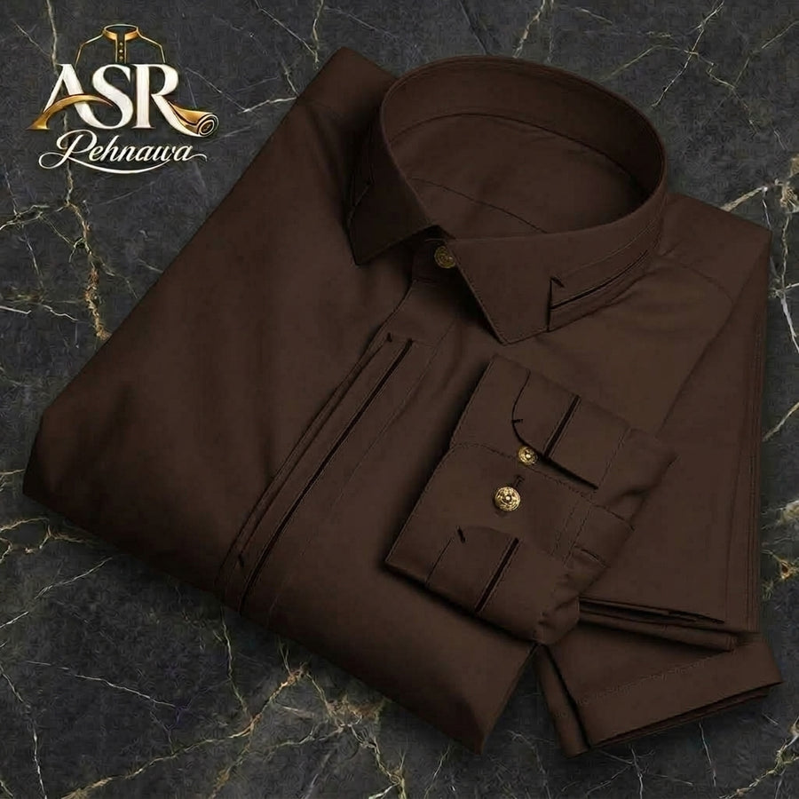 Four Season Brown Triple Button Stitched Shalwar Kameez