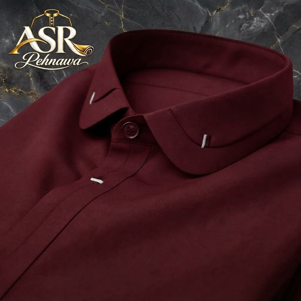 Four Season Maroon Double Collar & Cuff Stitched Shalwar Kameez