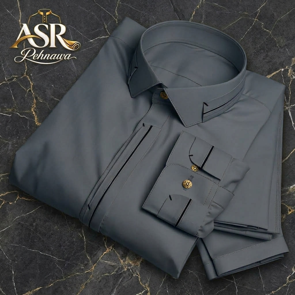 Four Season Grey Triple Button Stitched Shalwar Kameez