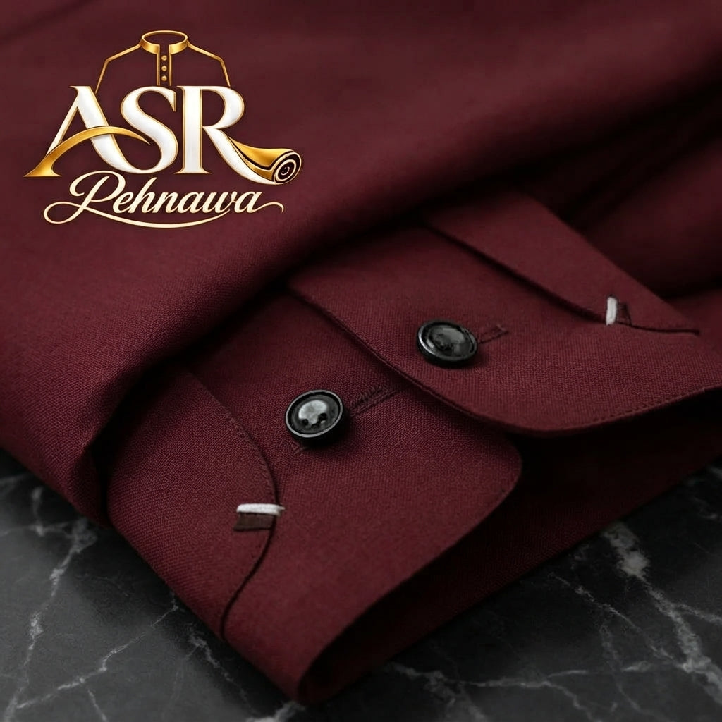 Four Season Maroon Double Collar & Cuff Stitched Shalwar Kameez