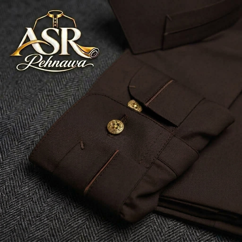 Four Season Brown Triple Button Stitched Shalwar Kameez