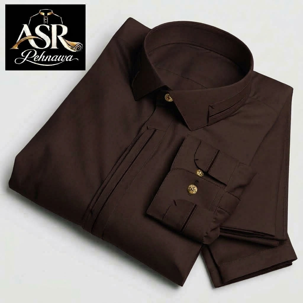 Four Season Brown Triple Button Stitched Shalwar Kameez